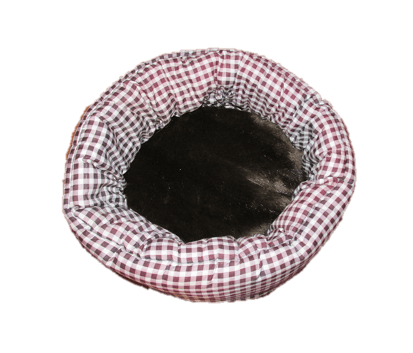 Mandje geruite stof met harig kleedje (maatje S)
