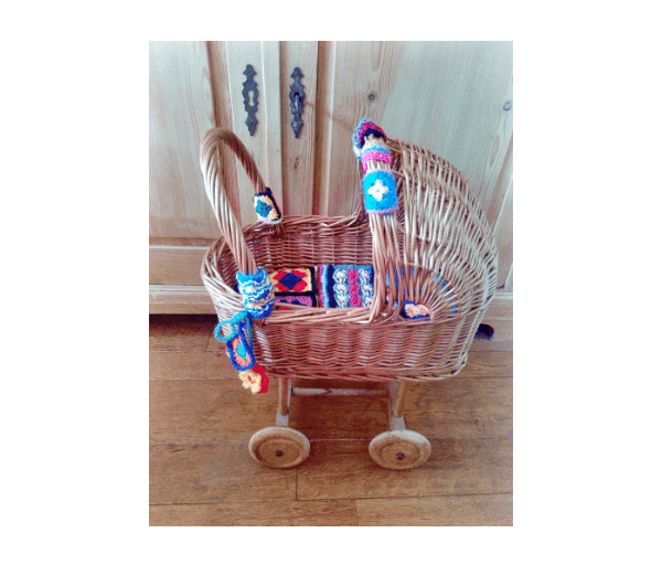 .Rieten poppen-/poezenwagentje S/M - Afbeelding 6