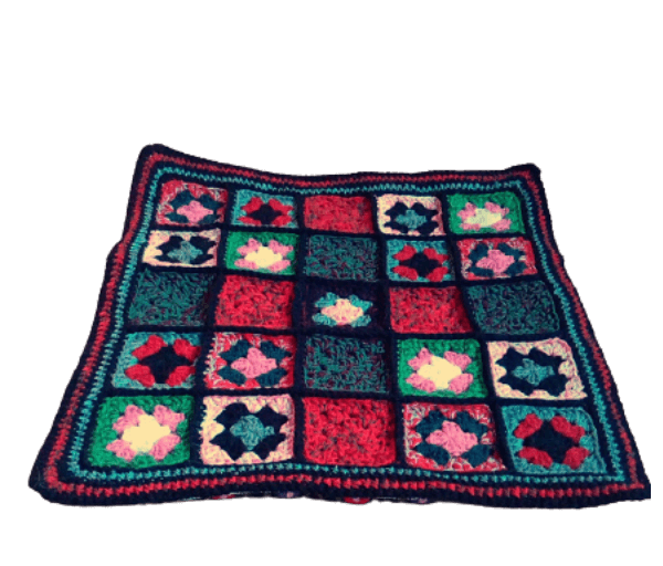 .Kleedje/kussenhoes gehaakt patchwork met zwarte randen C - Afbeelding 2