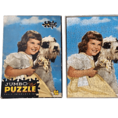 Puzzel vintage meisje met hond (160 stukjes)