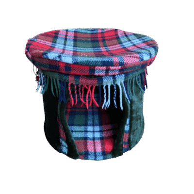 Hutje groen fluweel/geruit plaidstof XL